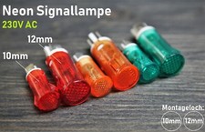 Neon Signallampe 10,12 mm Signalleuchte Meldeleuchte Kontrollleuchte 230V AC