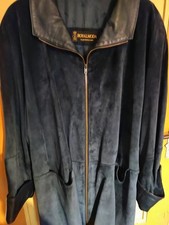 Damenlederjacke Nachtblau Gr 56 Wild Leder Reißverschluss Gebraucht Zustand Gut