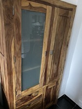 Sheeshamholz Standvitrine mit Glas und Holztüren