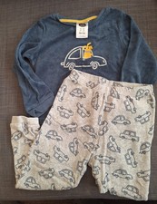 Kinder Schlafanzug Gr. 98/104 Lily 6 Dan Blau / Grau Automotiv