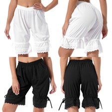 Damen Shorts Rüschen Pumphose Vintage Shorts Schlafanzughose mit Rüschen Hosen