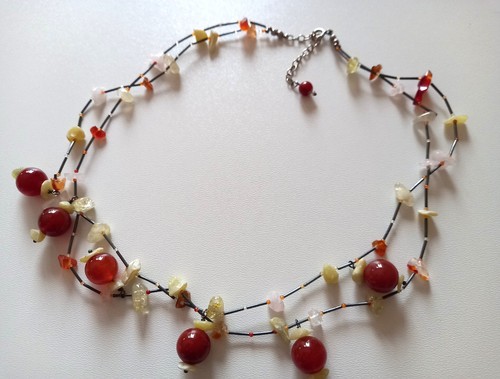 Farbedelstein kette collier - farbedelstein-kette,