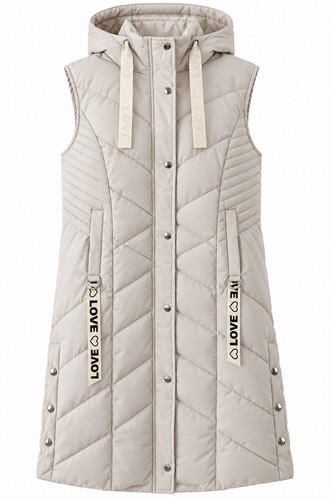 Damen long steppweste kapuze - damen,