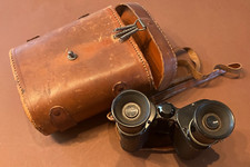 Alt Fernglas 7x Huet Paris Riemen Tasche Messing Militär ohne Strichplatte 1-2WK