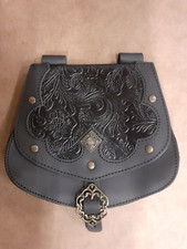 Mytholon Gürteltasche Leder Schwarz Larp Mittelalter Reenactment #11543