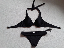 sexy Bikini Knapp schwarz Bindeband 2 Teilig Oberteil Körbchen Hose 36 s neuwert