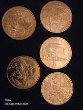 Österreich 5 Mal 10 EUR Münzen, Kupfer, GRAZ, TIROL, WIEN, VORALBERG, SALZBURG