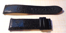 Älteres Lederband für Armbanduhr 22 mm schwarz Rochenleder Stingray J. M. S4