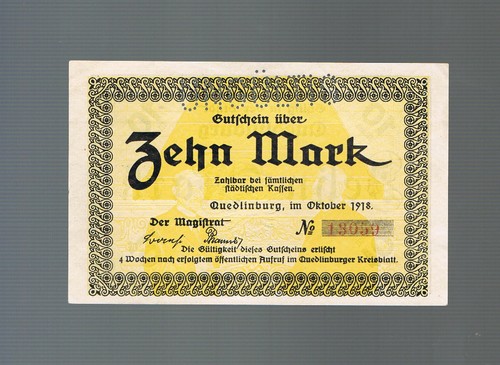 Notgeld quedlinburg stadt zehn - quedlinburg,