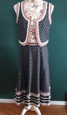 Vintage Dirndl dunkel blau 2-teilig Gr.42