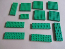 LEGO 12 dicke grüne Bauplatten  4x12 4x6 6x6