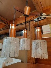 Teakholz Kaskaden Hängeleuchte, 60/70s, 3-flammig, Mid-Century, RARITÄT