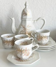 Vintage Mokka-/Kaffeeservice GALLO Leonardo Fougere Goldfarn für 4 Personen