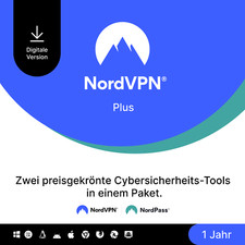 NordVPN Plus, 1 Jahr, VPN- und Passwort-Manager-Software-Bundle, digitaler Code