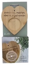 Formano Teelichthalter Herz Holz Beige Natur Romantisch mit Spruch