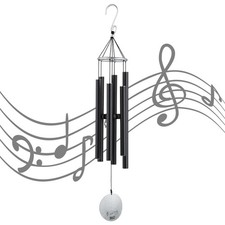 Klangspiele Windspiele Aluminium Schwarz 90 cm groß Garten Balkon