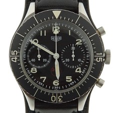 Heuer Bundeswehr Chronograph 43mm Ref. 1550 SG Edelstahl Schwarz 3H Zifferblatt