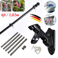 Alu Fahnenstange Fahnenmast für Hauswand Balkongeländer 1,8m(6FT) Fahnenhalter