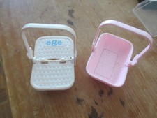 2 Picknickkorb Barbie Zubehör Mattel Vintage pink  weiß sehr alt 1994