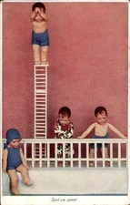 Ak Kinderpuppen im Schwimmbad, Leiter - 11185288