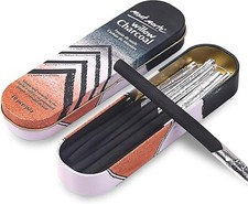Kohlestifte Set 10-tlg. – Zeichenkohle in Folie & praktische Aluminiumcase