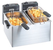 Doppelfriteuse Friteuse 2 x 4 Liter Profi Friteuse Edelstahl Tischfriteuse