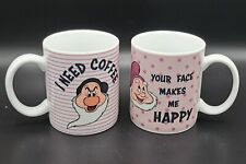 2x Disney 7 Zwerge Kaffeebecher, Kaffeetasse, Grumpy + Happy       Guter Zustand
