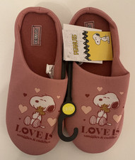 NEU PEANUTS SNOOPY DAMEN HAUSSCHUHE PANTOFFELN WEICH SCHLAPPEN 40/41 ROSA