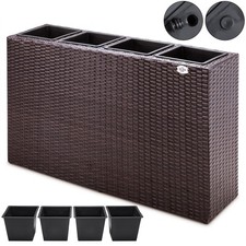 B-Ware Polyrattan Pflanzkübel 4er braun Blumen Garten Pflanzen Blumentopf Garten