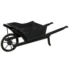 Blumenkarre Schwarz Pflanzschubkarre Dekoschubkarre Holzschubkarre Pflanztrog 