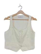 MNG Ärmellos Strick Damen Ärmellos Größe IT 40 weiß schmutzig