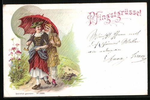 Ansichtskarte trachtenpaar mit - trachtenpaar,