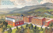 760390) Werbung mit Firmenansicht Dr. Oetker Backpulver Fabrik Bielefeld 