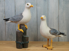 2er Set Deko Möwen Möwe auf 3er Poller Höhe 33cm & Möwe stehend 24x26cm II.Wahl