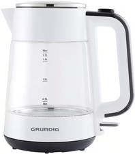 Grundig WK 5860 Wasserkocher Weiß Schwarz Glaswasserkocher 1,7L 2400W Teekocher