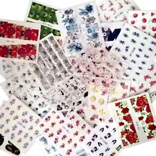 10 Bögen Nagel Sticker Nail Art Spar Set Tattoos Mix Blumen Full Cover 3D Bunt 