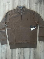 Neu Polo Ralph Lauren Luxus Jersey braun Quarter-Zip Pullover Pulli, Gr. M