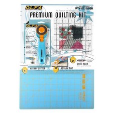 Olfa Premium Quilting Kit mit Rollschneider Patchworklineal Schneidematte, Patch
