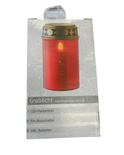 Grabkerze Grablicht Batteriebetriebene LED Kerzenlicht flackernd 12,3 cm Ein/Aus