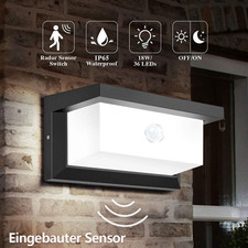 18W LED Außenleuchte mit Bewegungsmelder Wandleuchte Anthrazit Sensor Außenlampe