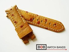 BOB KALBLEDERUHRBAND MIT STRAUSSPRÄGUNG FÜR PANERAI FALTSCHLIESSE HONIG 24/22 mm