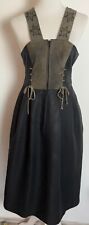 Distler Original Damen Trachten Kleid Mit Leder Träger Ärmellos Schwarz Gr.18