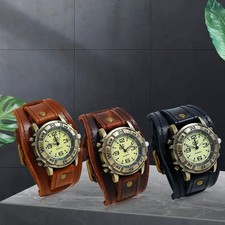 Armbanduhr Leder breit