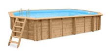 Achteck Holzpool 8,40 x 4,90 x 1,38 m Stahlecken Skimmer Bali Pool Massiv
