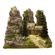 Diorama H0/1:87 Forstarbeit im Gebirge Berg Granit Felsen Landschaft patiniert