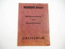 Farymann Diesel L12 L14 L20 L30 Motor Bedienungsanleitung Ersatzteilliste 1978