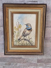 Ölgemälde Vogel Blaukehlchen Singvogel F.josef