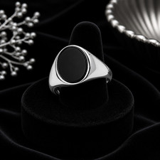 Herren schwarzer onyx ring - schwarzer,