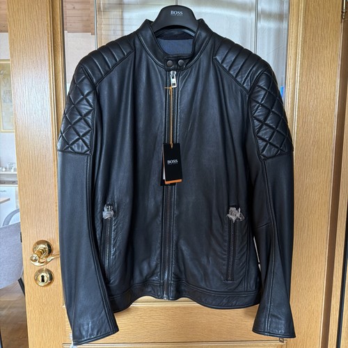 Boss black herren - black, lederjacke