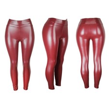 PU Damen Skinny Leder Leggings